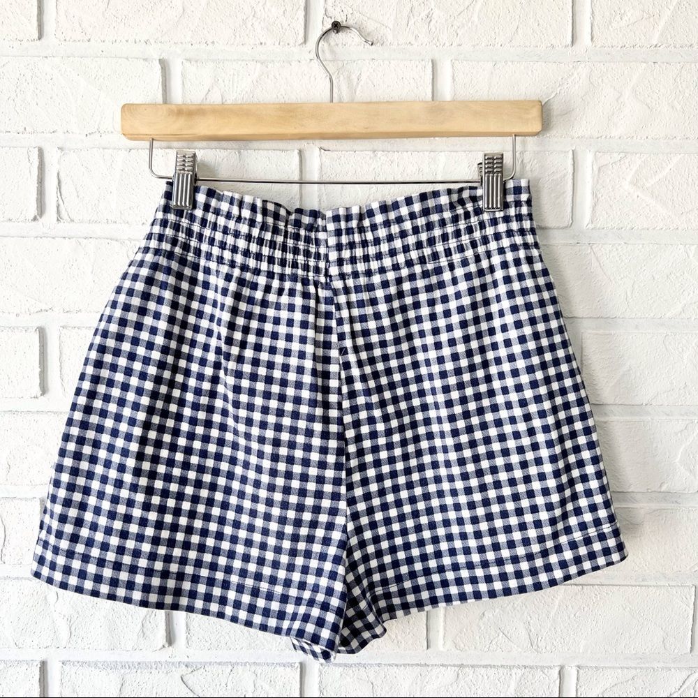 SOLD ZARA blue white gingham high waist tie front shorts M - Picture 3 of 10